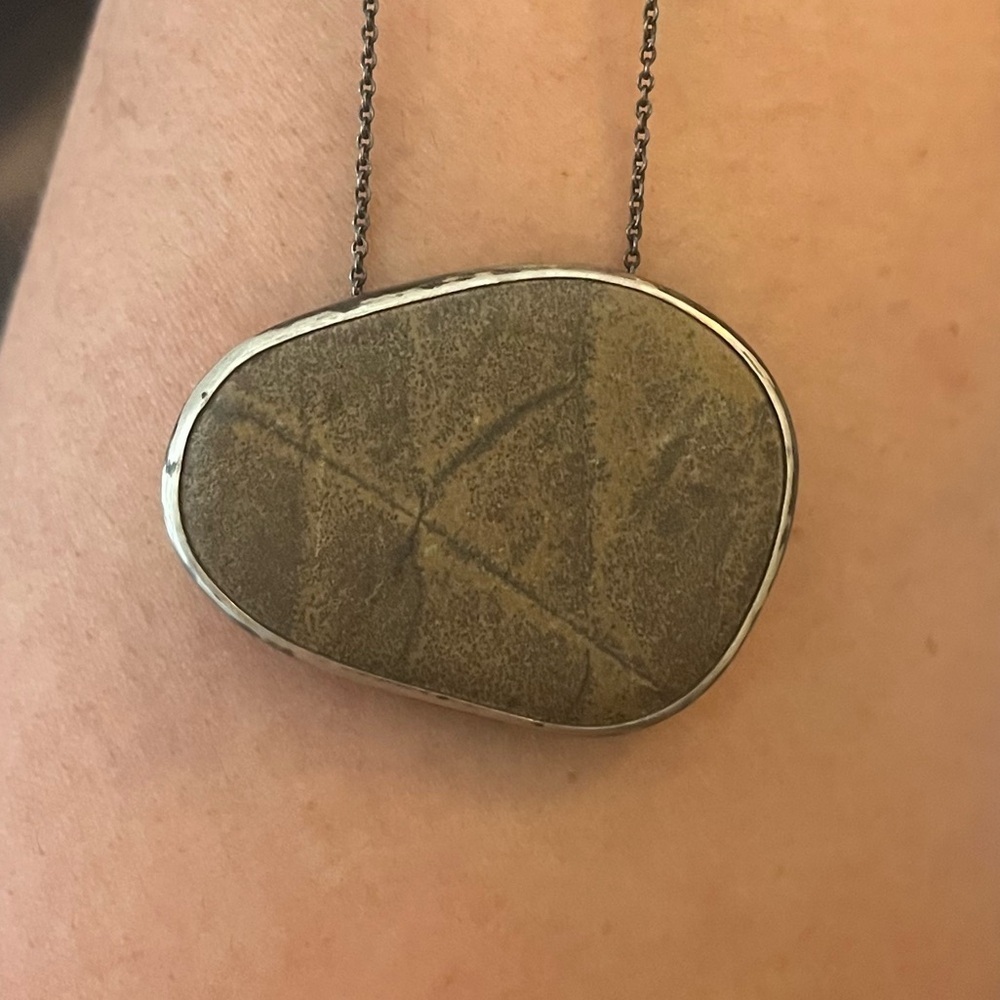 Jasper pendant necklace gemstone in sterling silver. Beautiful statement piece
